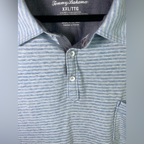 Tommy Bahama Mens Island Modern Fit Polo Shirt Size XXL Blue Pocket Button - Picture 5 of 7